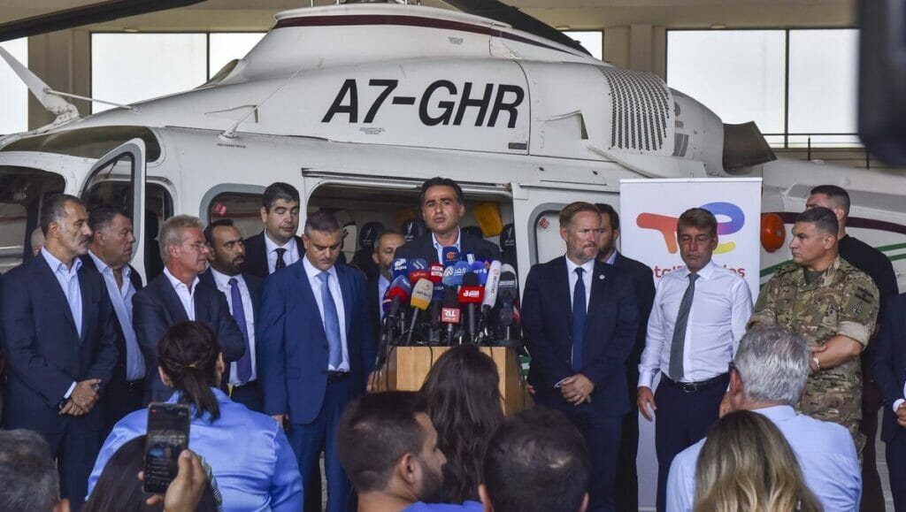Pressekonferenz anlässlich der Aufnahme der Probebohrungen im Qana-Erdgasfeld im Libanon
