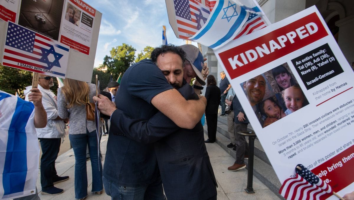 Solidaritätsdemonstration in den USA mit den von de rHamas in den Gaza-Streifen verschleppten Geiseln