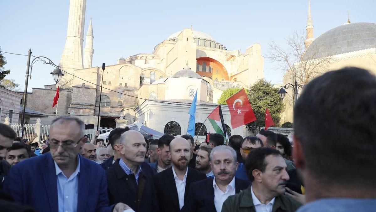 Bilal Erdogan bei einer antiisraelischen Demonstration vor der Hagia Sophia in Istanbul