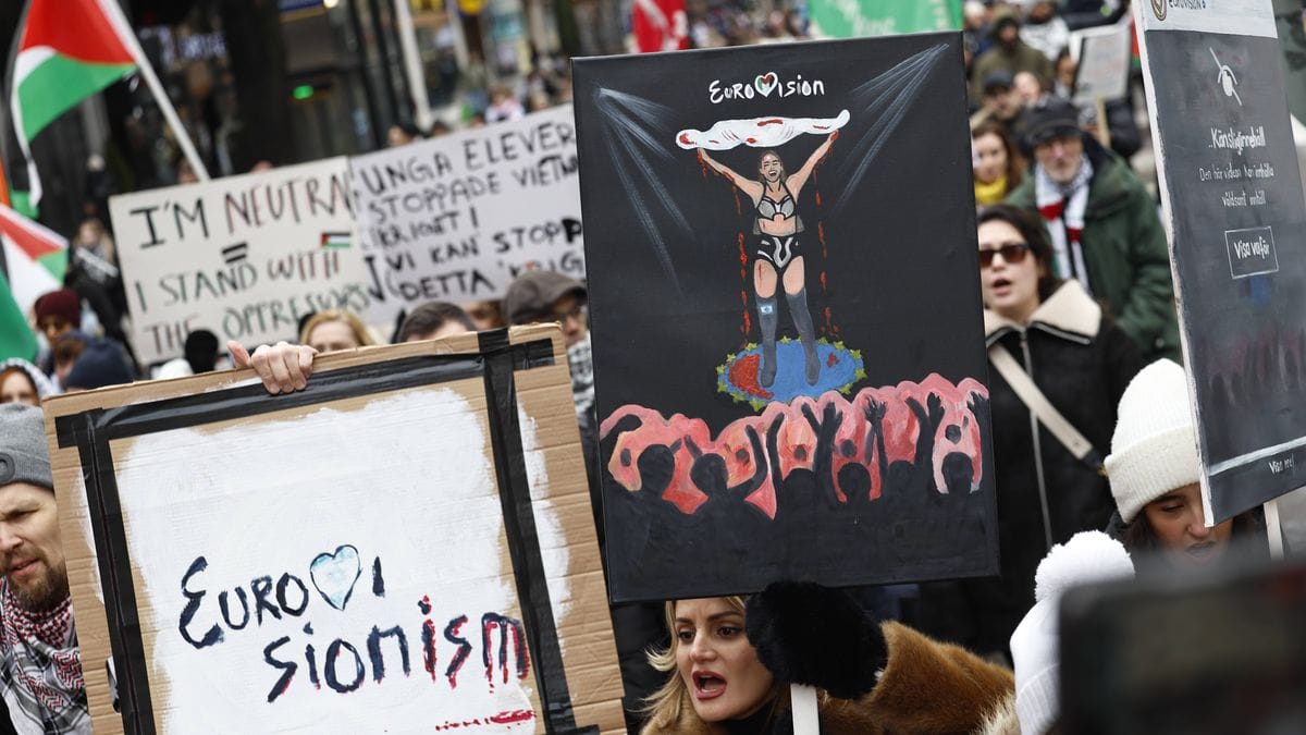 Antisemitische Demonstration gegen die Israels Teilnahme am Eurovision Song Contest