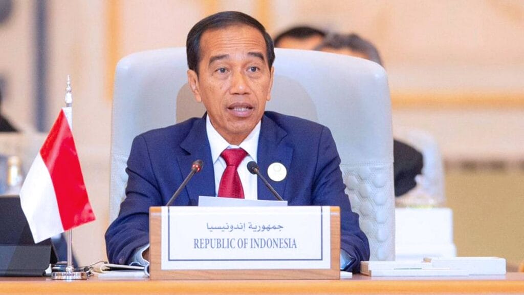 Der Präsident von Indonesien, Joko Widoo auf einer Sitzung der Arabischen Liga in der saudischen Hauptstadt Riad