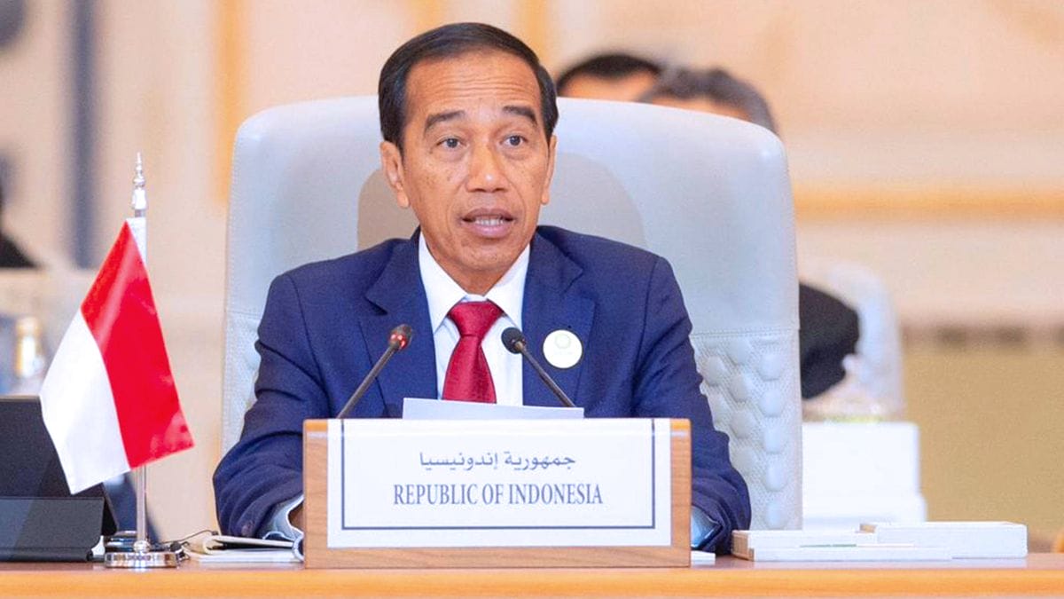 Der Präsident von Indonesien, Joko Widoo auf einer Sitzung der Arabischen Liga in der saudischen Hauptstadt Riad
