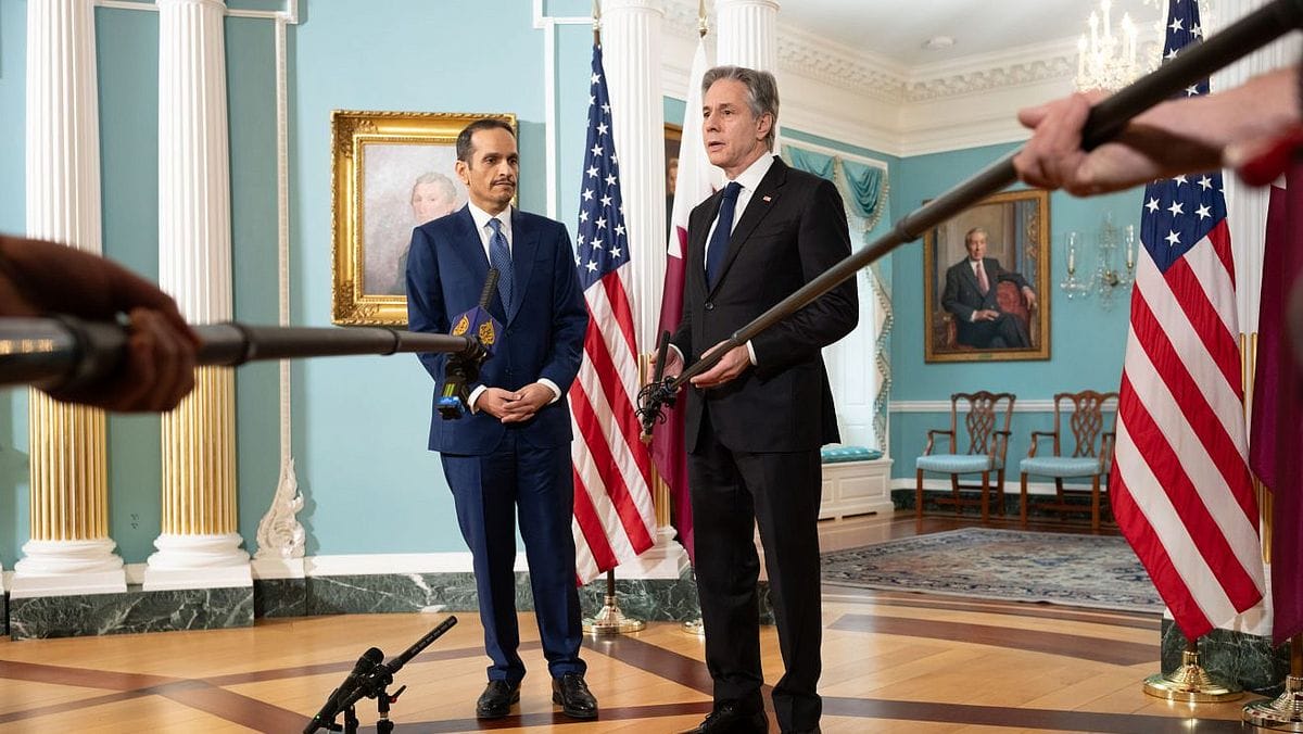Katars Premier und Außenminister Mohammed bin Abdulrahman Al-Thani zu Gast bei US-Außenminister Antony Blinken in Washington