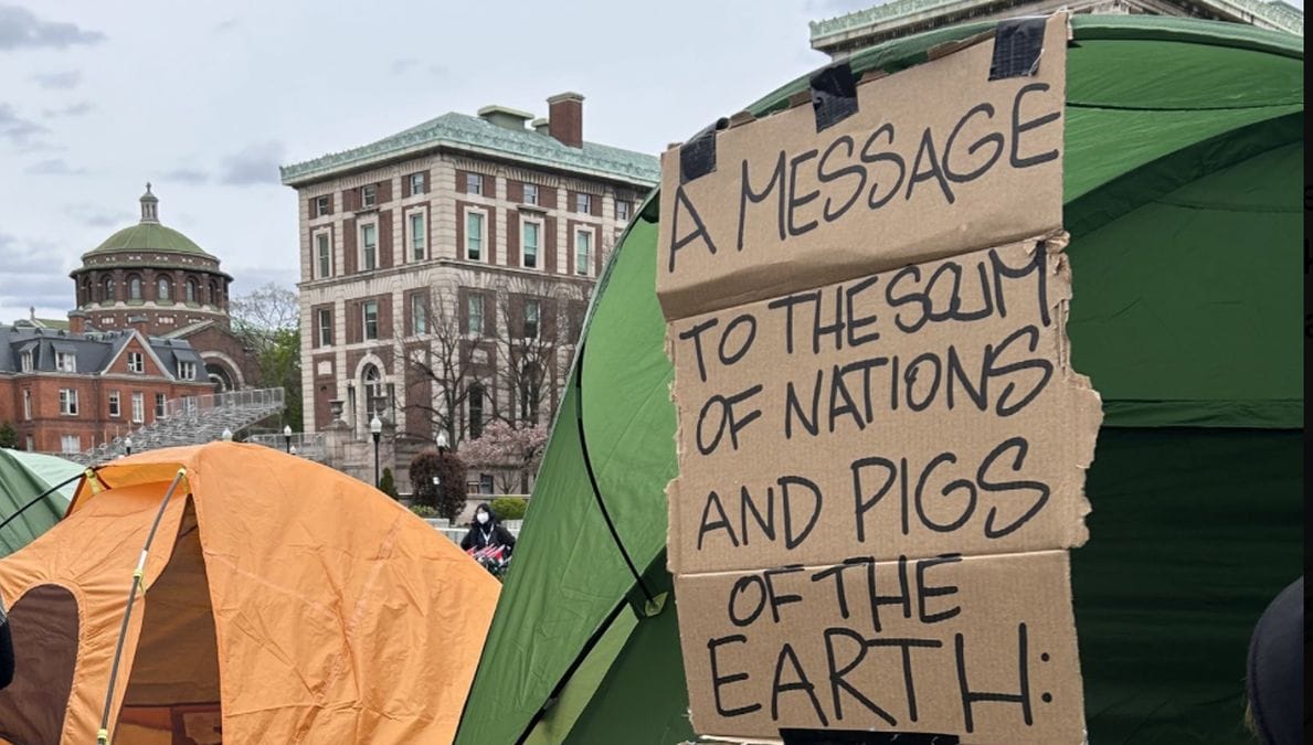 Aus dem Manifest der Terrorgruppe »Höhle der Löwen« ans Studentenzelt in Columbia: »Eine Botschaft an den Abschaum der Nationen und die Schweine der Erde«