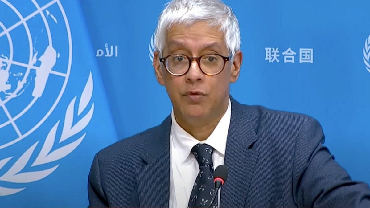 Farhan Haq, stellvertrtender Sprecher von UN-Generalsekretär Antonie Guterres, bei einer Pressekonferenz zu den Opferangaben aus Gaza