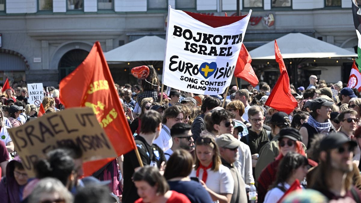 Demonstration zum Boykott Israels beim Eurovision Song Contest in Malmö
