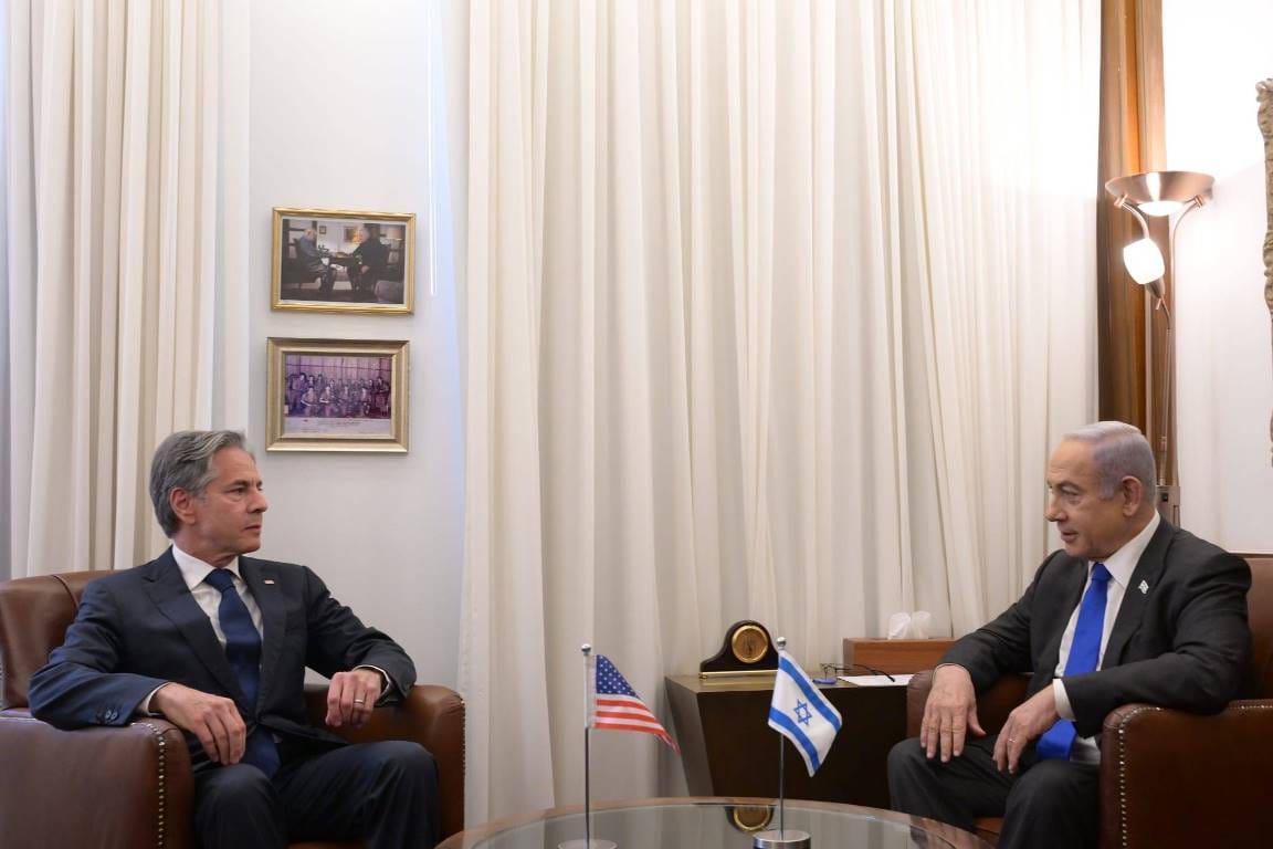 US-Außenminister Blinken und Israels Premier Netanjahu bei einem Treffen in Jerusalem am 11. Juni. (© imago images/Xinhua)