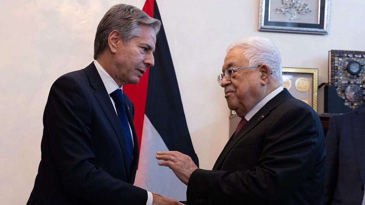 US-Außenminister Antony Blinken mit dem Chef der Palästinensischen Autonomiebehörde Mahmud Abbas