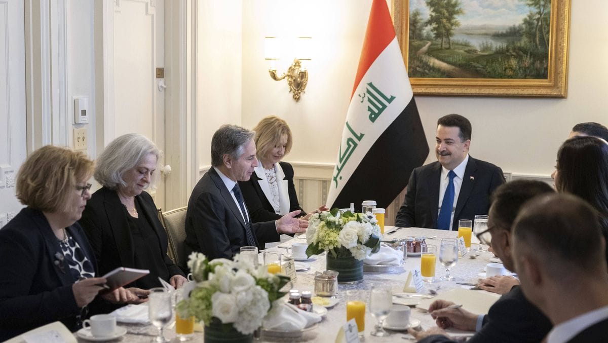 Der irakische Premierminister Mohammed Shia al-Sudani mit US-Außenminister Antony Blinken