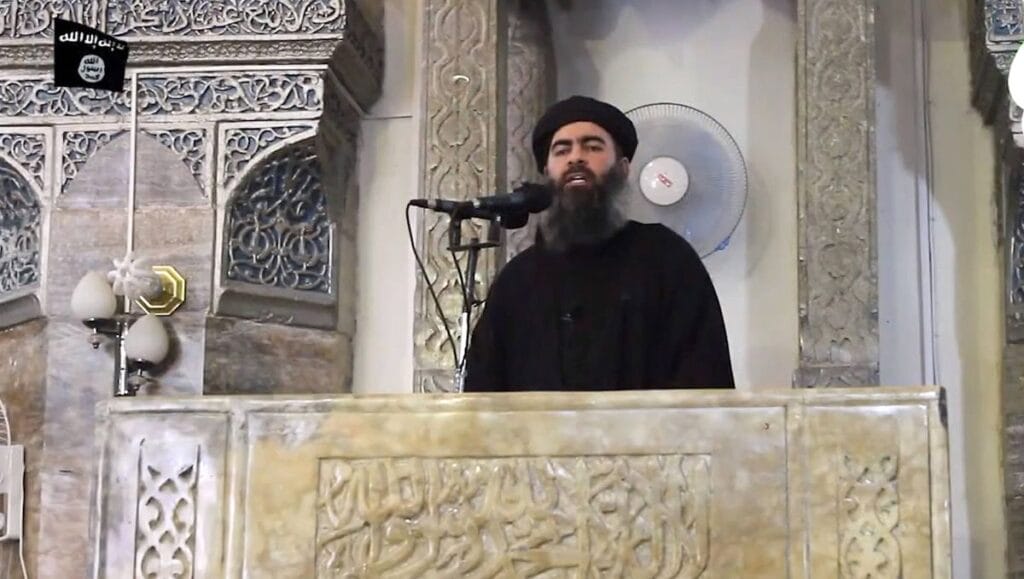 Der selbsternannte IS-Kalif, Abu Bakr al-Baghdadi, bei einer Freitagspredigt in der irakischen Stadt Mossul