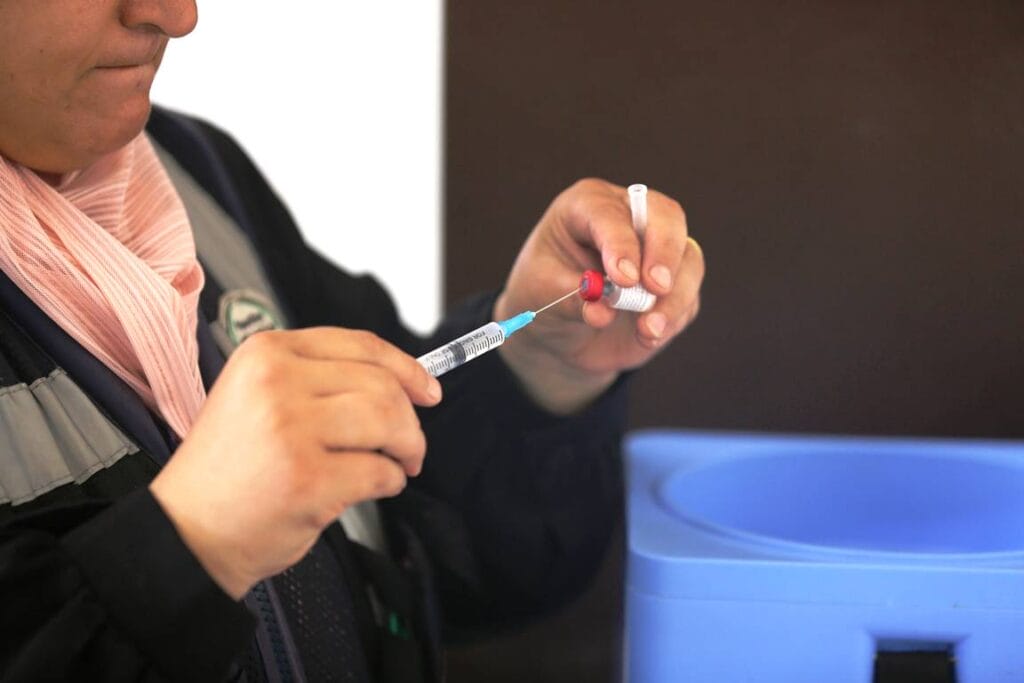 Polio-Impfung im Gazastreifen im Juli 2024. (© imago images/APAimages)