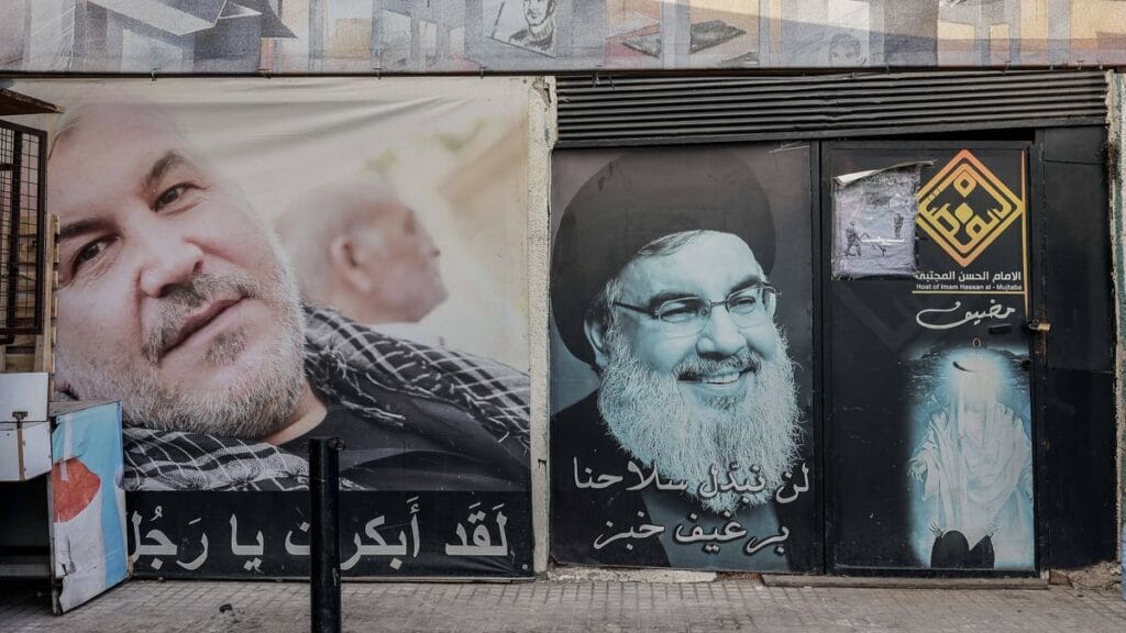 Poster mit Hisbollah-Führer Hassan Nasrallah in Beirut