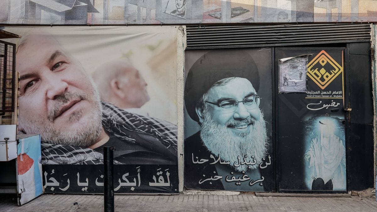 Poster mit Hisbollah-Führer Hassan Nasrallah in Beirut