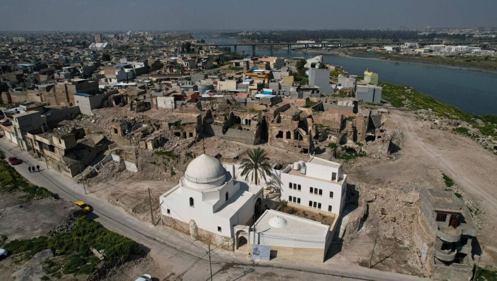 Die vom IS zerstörte und renovierte Al-Masfi-Moschee in Mosul in der sunnitischen Provinz Niniveh im Irak