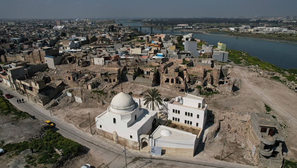 Die vom IS zerstörte und renovierte Al-Masfi-Moschee in Mosul in der sunnitischen Provinz Niniveh im Irak