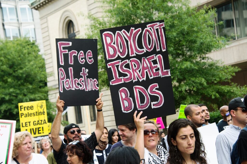 Demonstration der Israel-Boykottbewegung BDS in Washington Anfang August 2024. (© imago images/Dreamstime)