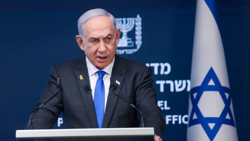 Israels Premierminister Benjamin Netanjahu bei seiner Fernsehansprache