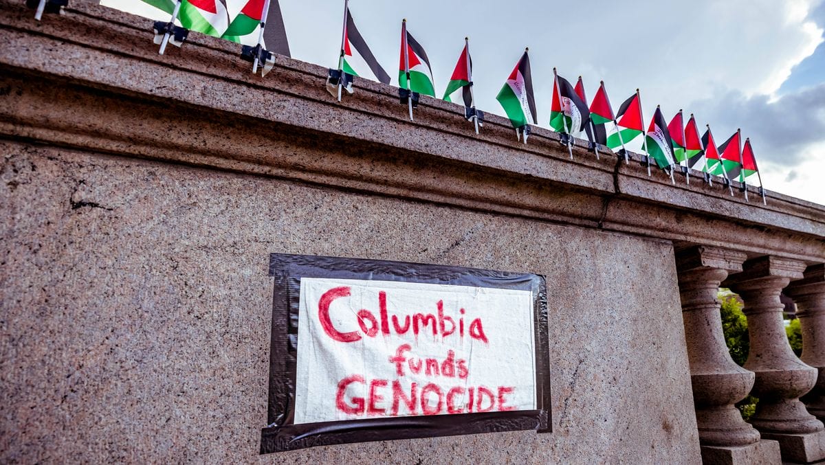Antisemitisches Graffito an der Columbia Universität (© Imago Images / Pacific Press Agency)