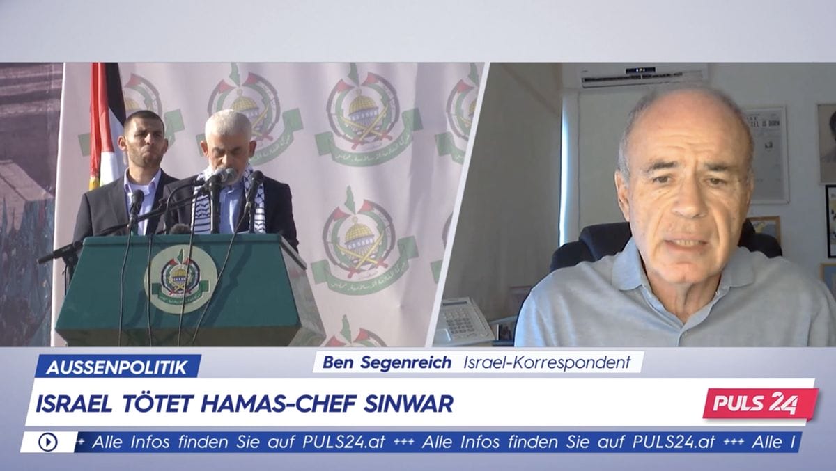 Ben Segenreich im Puls-24-Interview zur Tötung von Hamas-Chef Yahya Sinwar