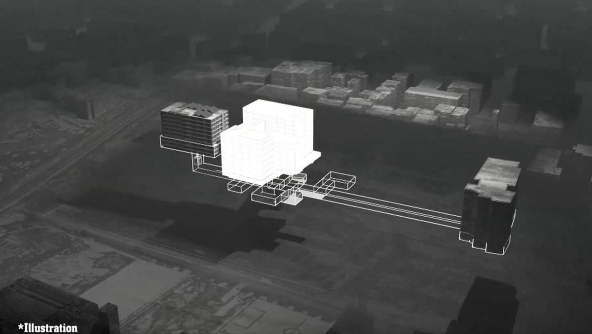 In der IDF-Grafik ist deutlich zu erkennen, dass der Bunker nicht im, sondern unter dem Spital liegen soll und sich die Eingänge in den Nebengebäuden befinden