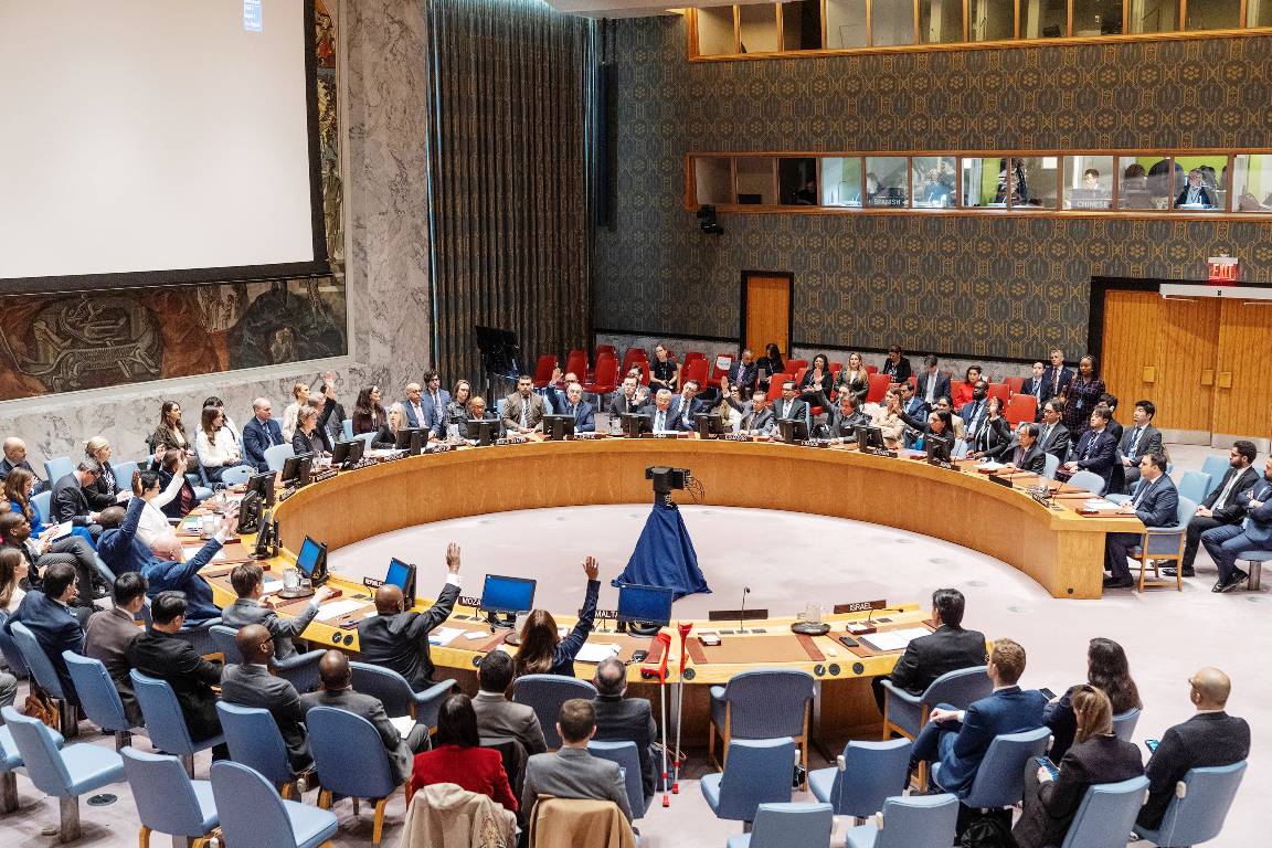 Im Sicherheitsrat wird über eine Resolution zum Gaza-Krieg abgestimmt. (© imago images/Pacific Press Agency)