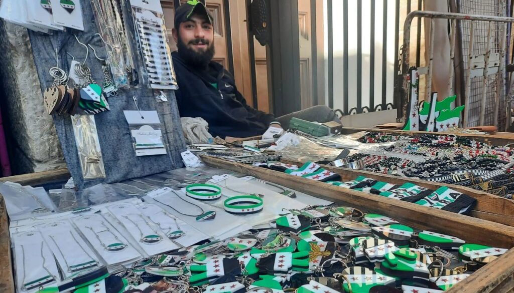 Syrische Revolutionsdevotionalien im Bazar von Damaskus