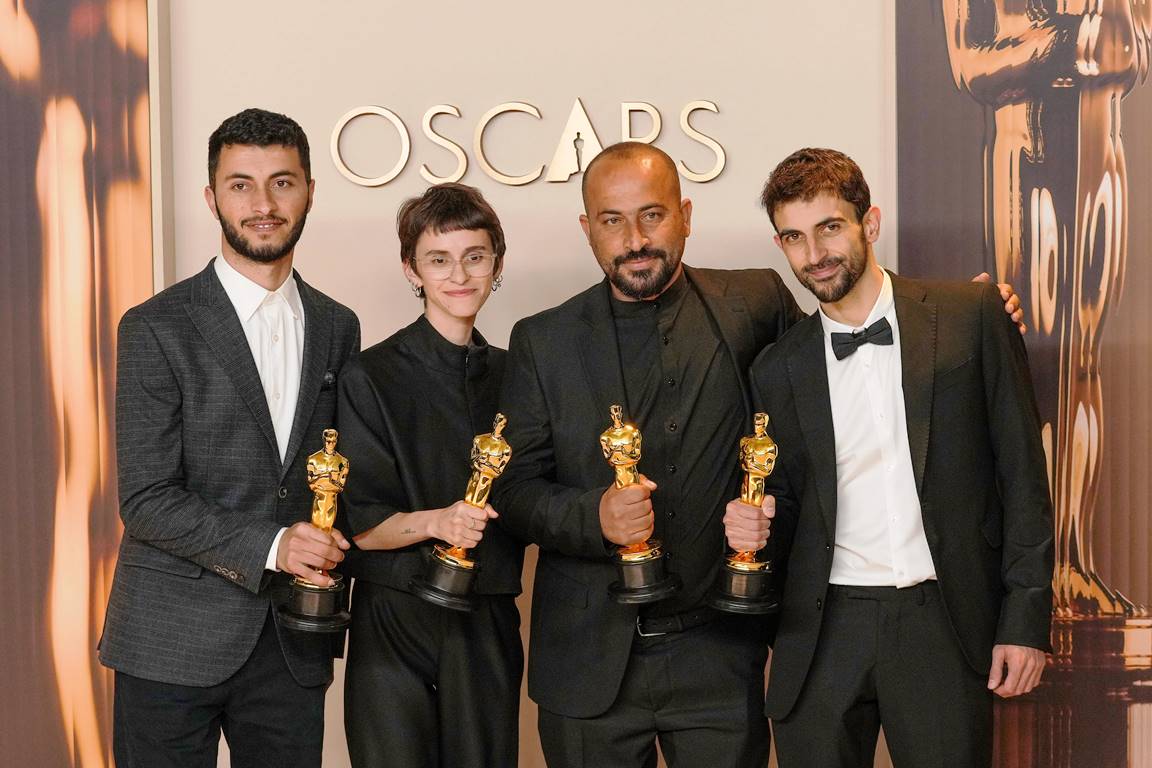 Auszeichnung für »No Other Land« bei der diesjährigen Oscar-Verleihung. (© imago images/UPI Photo)