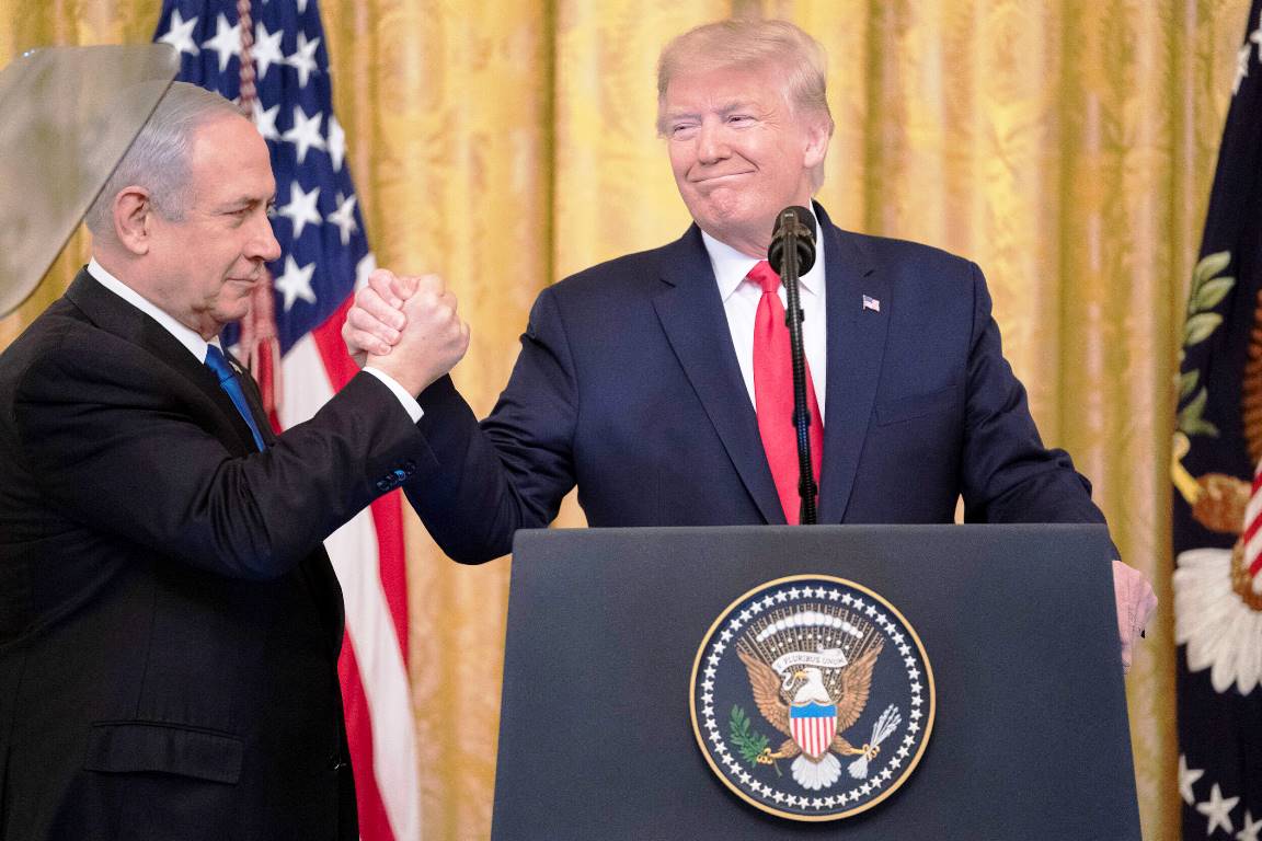 Netanjahu und Trump, hier bei einer Pressekonferenz im Januar 2020. (© imago images/ZUMA Press Wire)