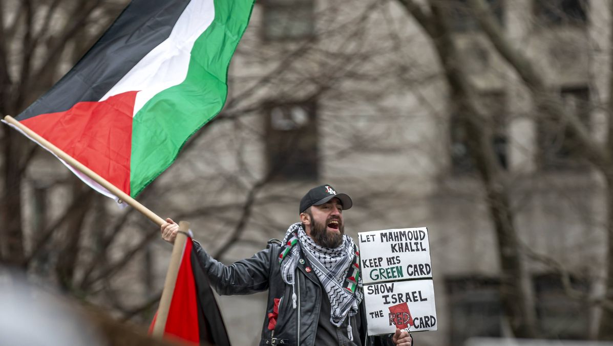 Solidaritätsdemonstration mit dem antiisraleischen Aktivisten Mahmoud Khalil an der Columbia University