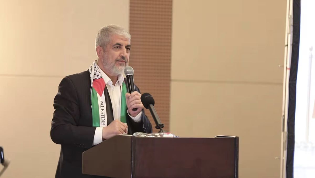 Der Hamas-Auslandsvorsitzende Khaled Mashal bei seiner Rede in Ägypten