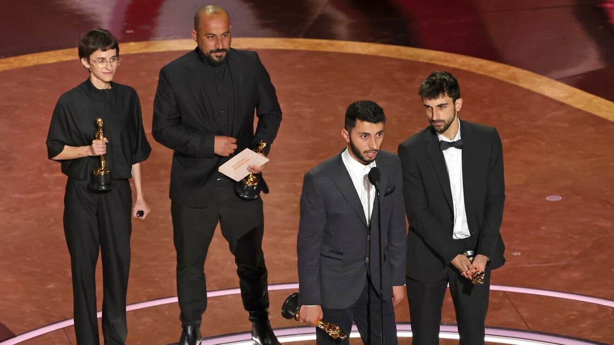 Das Film-Team von »No Other Land« bei der der Oscar-Verleihung