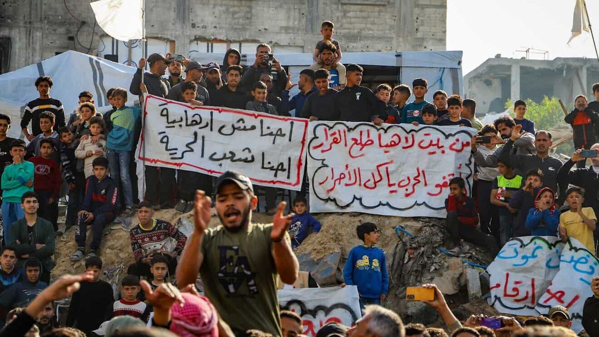 Palästinenser im nördlichen Gazastreifen demonstrieren gegen die Hamas