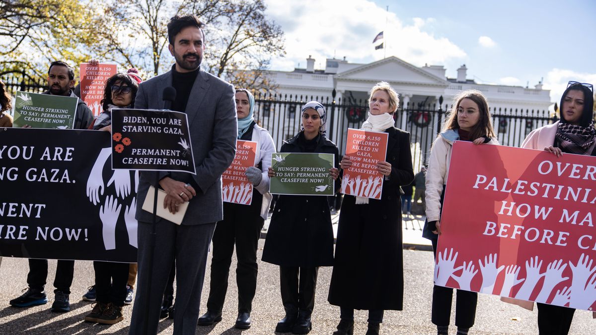 Der New Yorker Bürgermeister-Kandidat Zohran Mamdani bei einer antiisraleischen Demonstration im November 2023