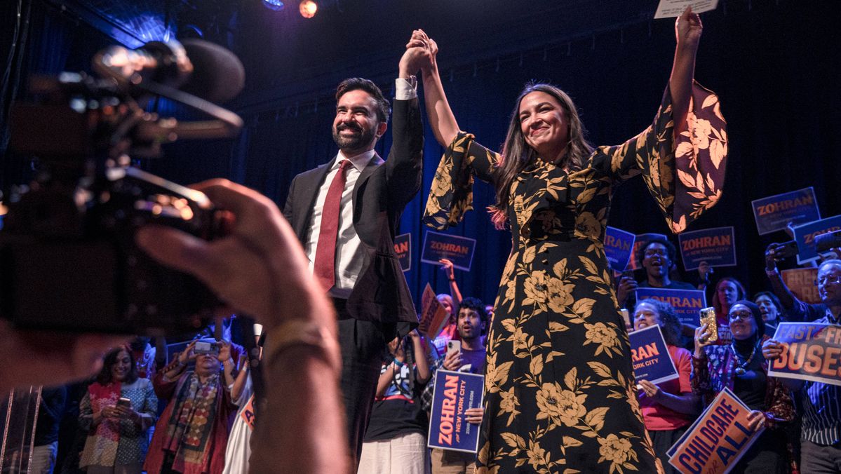 Teil der Anti-Israel-Fraktion der US-Demokraten Zohran Madani und Alexandra Ocasio-Cortez