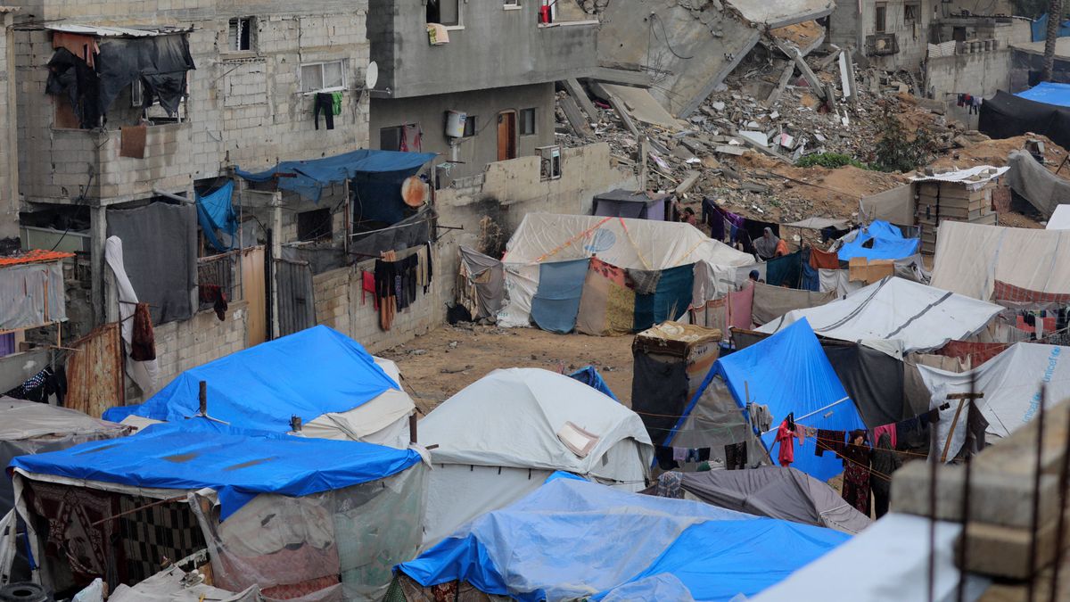 Zeltlager für Kriegsflüchtlinge im Süden Gazas