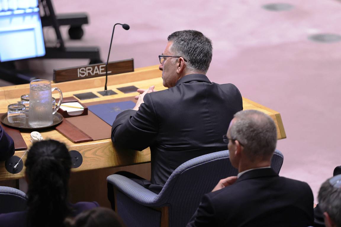 Israels Außenminister Gideon Saar bei der Sitzung des UN-Sicherheitsrates am vergangenen Dienstag. (© imago images/ZUMA Press Wire)