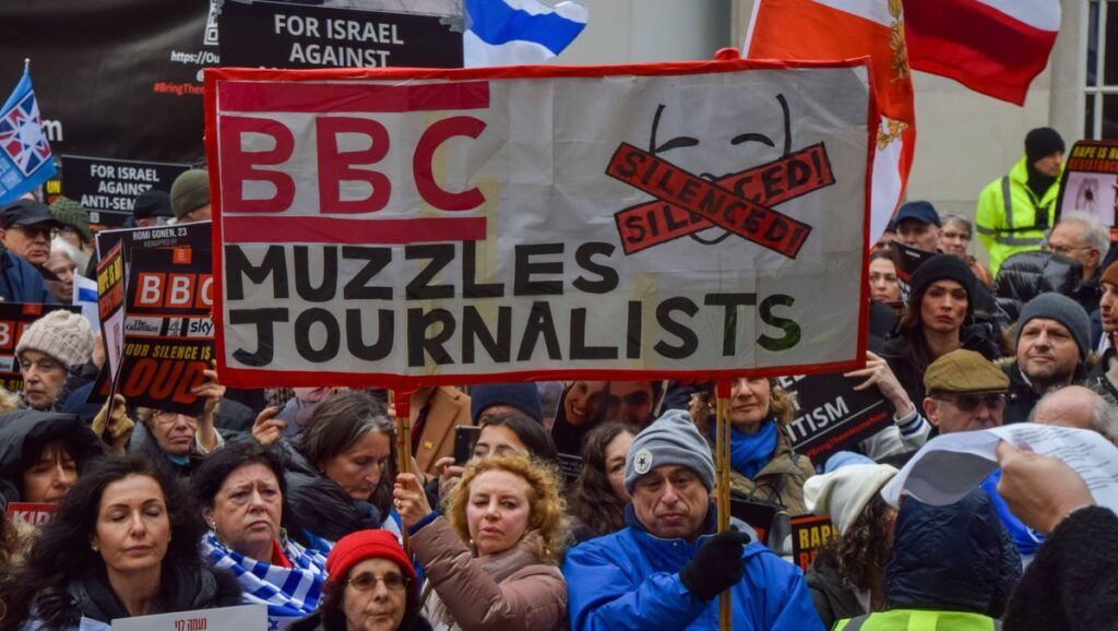 Demonstration gegen die antiisraelische Berichterstattung der BBC in London