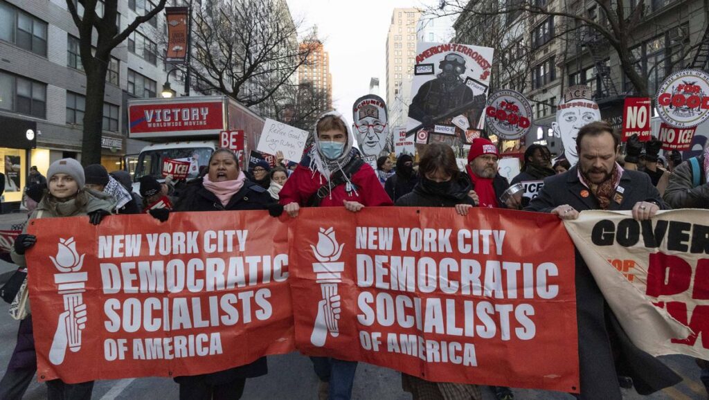 Demonstration der Demokratischen Sozialisten von Amerika in New York