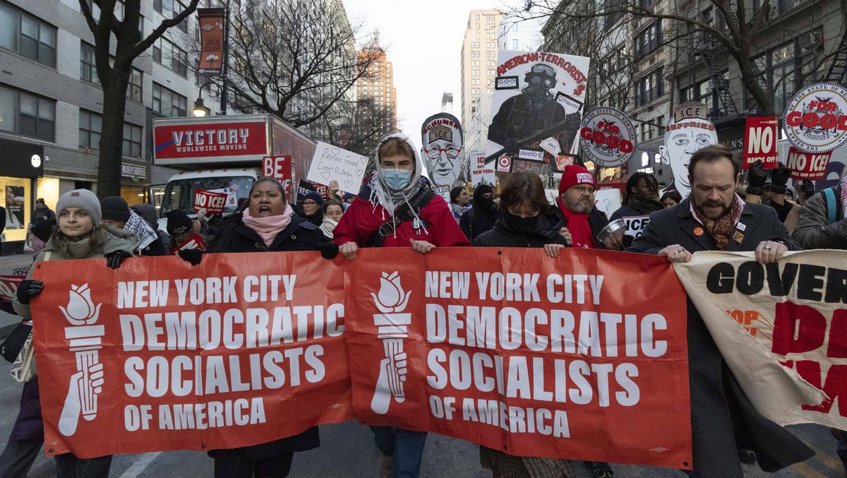 Demonstration der Demokratischen Sozialisten von Amerika in New York