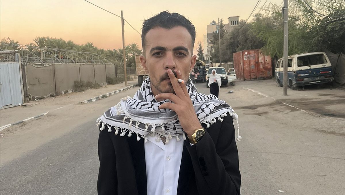 Sehen so »Holocaust-Überlebende« aus? Omar Hamad präsentiert sich am 9. Oktober 2025 im Gazastreifen