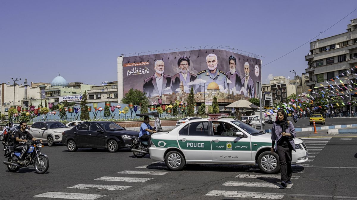 Plakat in Teheran mit von Israel getöteten Terror-Stellvertretern des Iran. Ganz links: Hamas-Führer Ismail Haniyeh