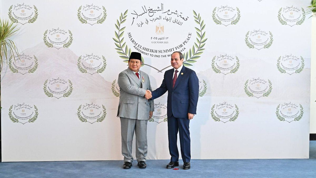 Indonesiens Präsident Subianto mit seinem ägyptischen Amtskollgen el-Sisi auf dem Gipfel in Sharm el-Sheikh