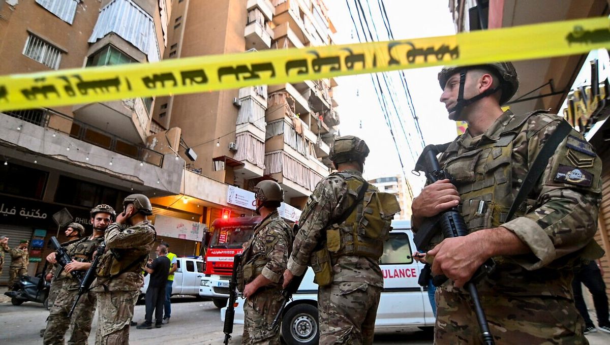 Libanesisches Militär am Ort des israelischen Luftschlags gegen Hisbollah-Militärchef Tabatabai in Beirut