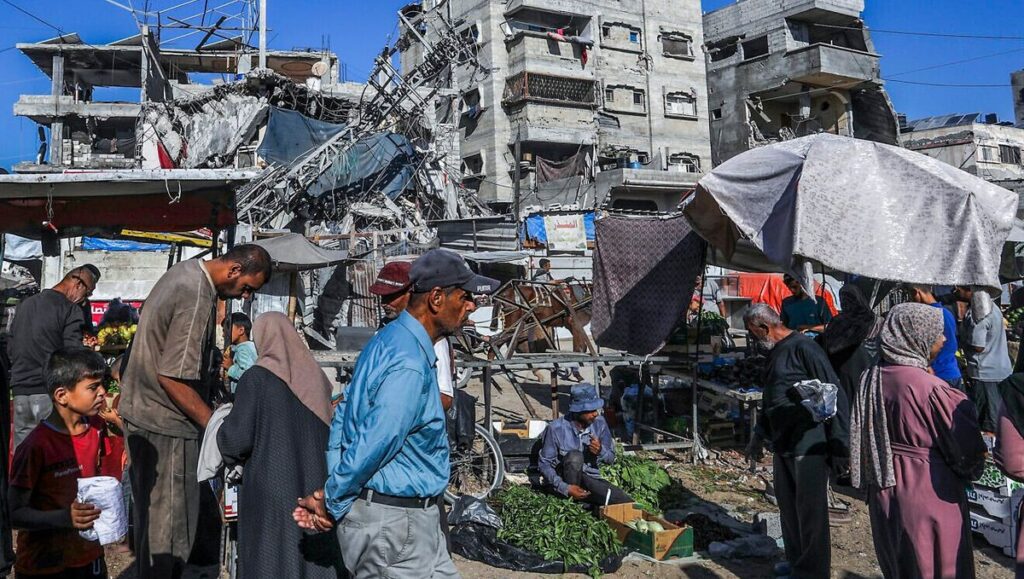 Keine Hungersnot: Markt in Khan Yunis im südlichen Gazastreifen kurz nach dem Waffenstillstand zwischen Israel und der Hamas