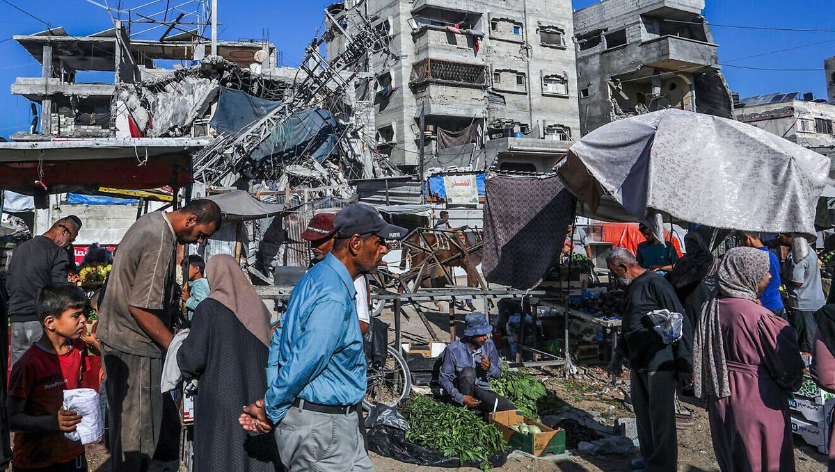 Keine Hungersnot: Markt in Khan Yunis im südlichen Gazastreifen kurz nach dem Waffenstillstand zwischen Israel und der Hamas