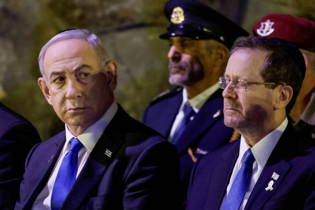 Israels Premier Benjamin Netanjahu und Präsident Isaac Herzog. (© imago images/UPI Photo)