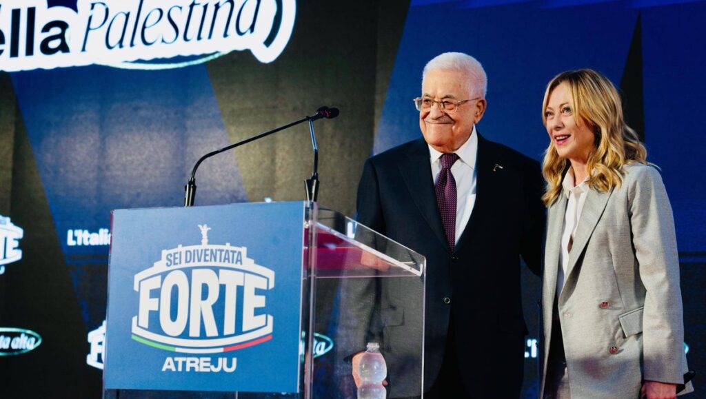 PA-Präsident Mahmoud Abbas mit der italienischen Ministerpräsidentin Giorgia Meloni