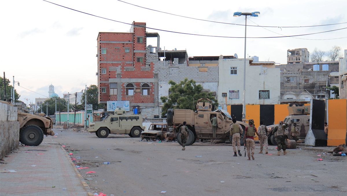 Kräfte des Southern Transitional Councils in der Hauptstadt des Südjemens Aden