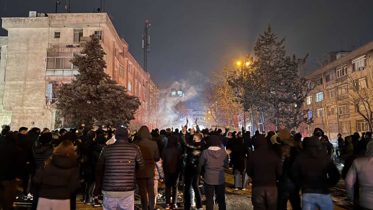 Demonstration in der iranischen Hauptstadt Teheran am Abend des 8. Januar 2026