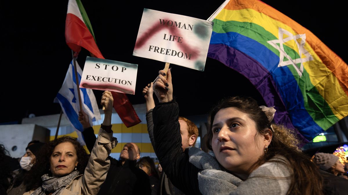 Demonstration zur Unterstützung der iranischen Proteste in der israelischen Stadt Holon